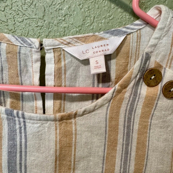 LC Lauren Conrad Striped Blouse - White, Tan, Gray - Picture 2 of 5